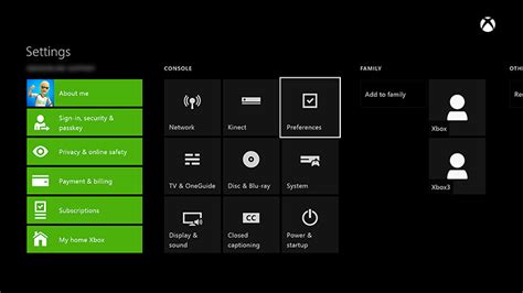 Change Console Settings Xbox One