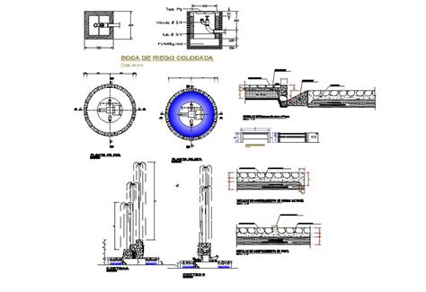 Plan Elevation And Section Detail Of Fountain Design 2d View Cad Block