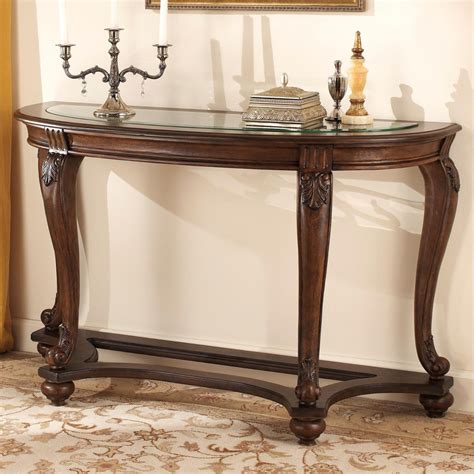 Signature Design By Ashley Norcastle T499 4 Sofa Table With Glass Top