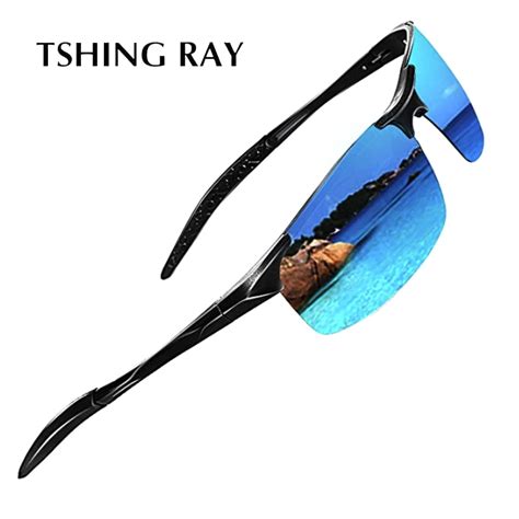 tshing ray men driving polarized sunglasses men al mg frame rimless sports mirror coating sun