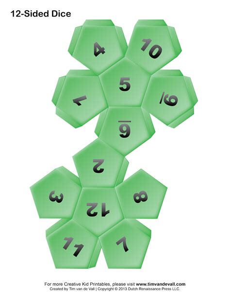 Printable Paper Dice Template Pdf Make Your Own 6 10 And 12 Sided Dice