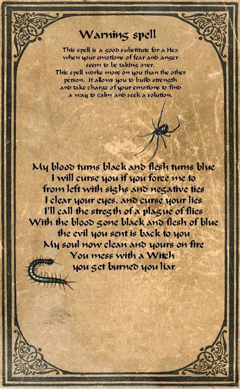 More ideas on this later… there are two very simple pages with two spells, a truth spell, and a commitment spell, that i designed. A Warning Spell | Wiccan spell book, Spells witchcraft ...