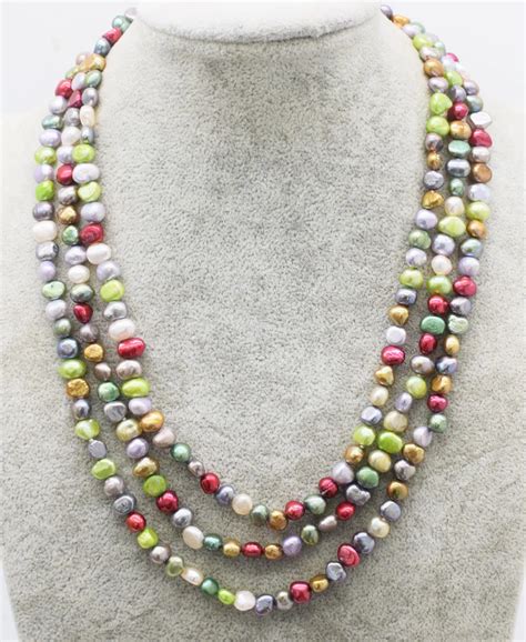 Freshwater Pearl Long Necklace Multicolor Baroque Mm Inch Nature Beads Fppj Wholesale