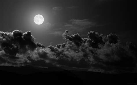 Wallpaper Dark Night Sky Clouds Moon Moonlight Atmosphere
