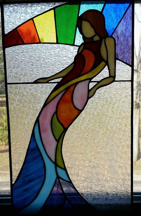 Colorful Art Deco Stained Glass Woman Panel By Thecraftingcoles Art