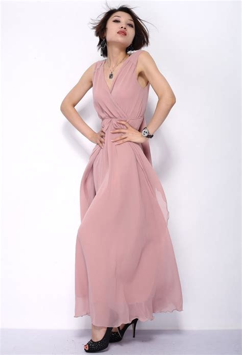 Pale Pink Dresses For Women Sd18 Light Pink Soft Sleeveless Long