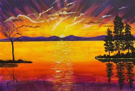 Watch Sunset Lake Painting Lake Painting Lake Sunset Painting Painting