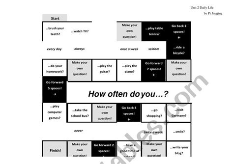 Adverbs Of Frequency Board Game Esl Worksheet By Sept215