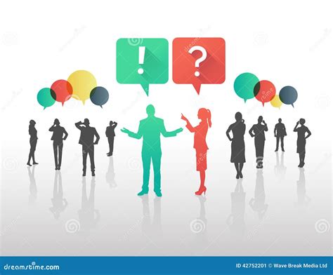 Business People Asking And Answering Questions In Speech Bubbles Stock