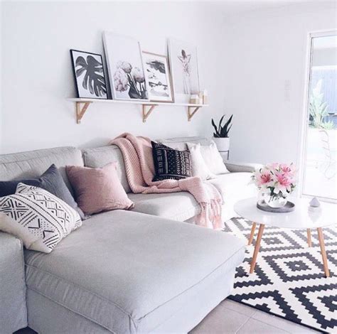 Rose Gold And Grey Living Room Living Room Scandinavian Apartment
