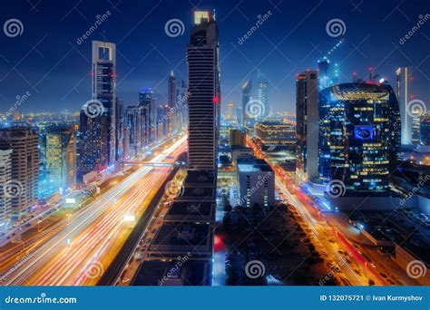 Dubai Downtown City Center Skyline Stock Image Image Of Exposure