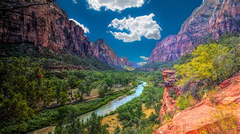 Images Zion National Park Usa Nature Mountains Parks River 2560x1440