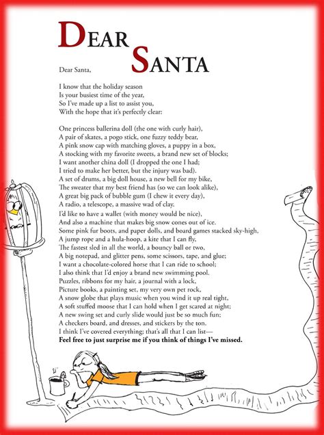 Funny Childrens Poem About A Really Long Christmas Wish List To Santa