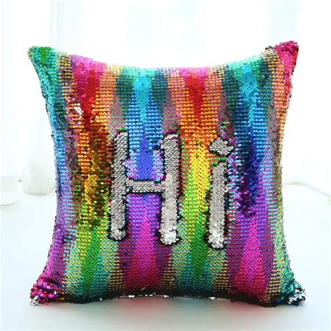 40x40cm Diy Mermaid Sequin Cushion Cover Magical Throw Pillowcase Color