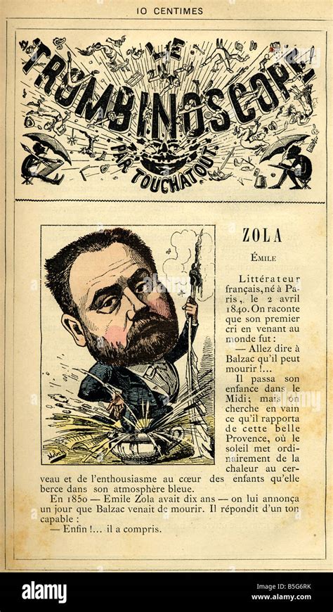 Caricature Of Emile Zola In Le Trombinoscope Stock Photo Alamy