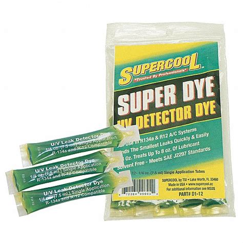 Supercool Leak Detector Dyes 025 Oz Size Ac Leak Detection Dye