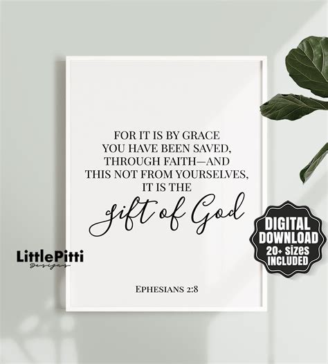 Ephesians 2 8 Bible Verse Printable For By Grace You Have Etsy
