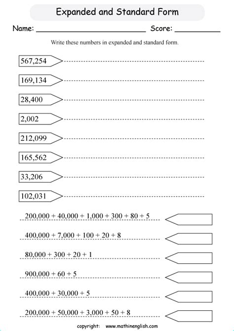 Expanded Form Math Worksheet