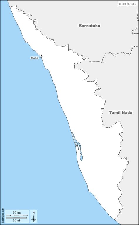 Kerala is a state on the southwestern malabar coast of india. Kerala free map, free blank map, free outline map, free ...