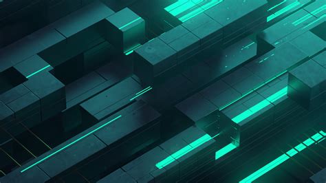 2048x1152 3d Abstract Neon Glow Teal Digital Art Shapes 2048x1152