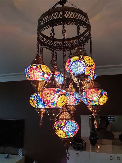 Globes Turkish Moroccan Mosaic Hanging Ceiling Lamp Pendant Etsy