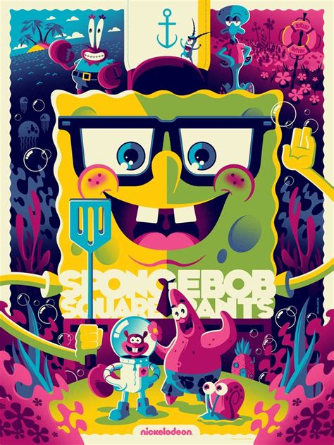 Spongebob Squarepants Variant Poster Canvas Print Wooden