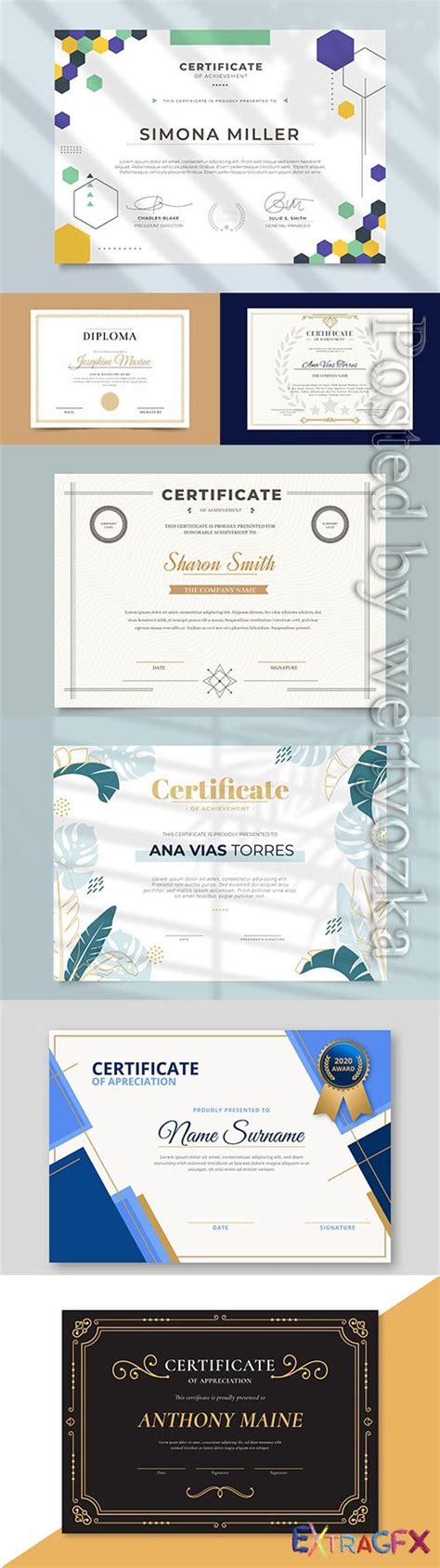Diplomas And Certificates In Vector Extragfx Free Graphic Portal Psd