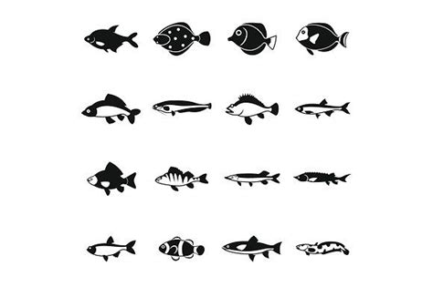 Cute Fish Icons Set Simple Style Graphics Cute Fish Icons Set In