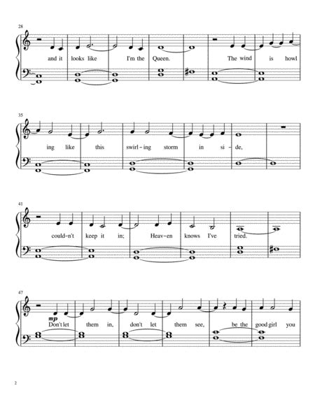 Let It Go From Frozen For Beginning Piano Free Music Sheet