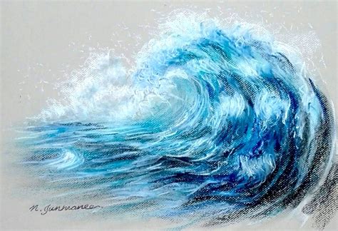 Do you need a pencil to draw waves? How to draw angry tsunami wave in pastel - Time lapse ...