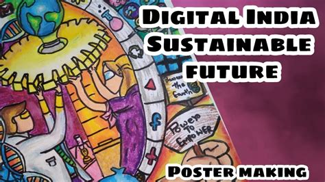 Digital India Sustainable Future Poster Making Developed India Art