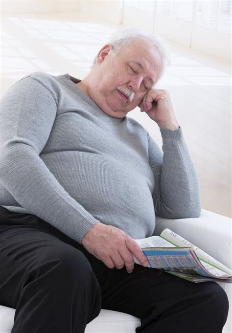 Sleeping Overweight Seniorman Portrait Stock Image Image Of Huge