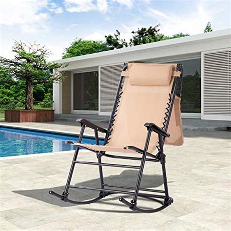 Goplus Folding Rocking Chair Wshade Canopy Portable Zero Gravity Recliner For Outdoor Lawn