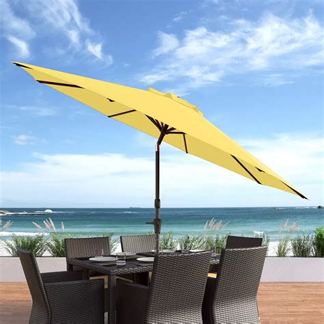 Corliving 10 Ft Uv And Wind Resistant Tilting Yellow Patio Umbrella