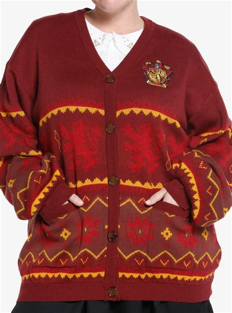 Hot Topic Harry Potter Gryffindor Fair Isle Girls Cardigan Plus