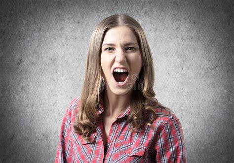 Frenzied Young Woman Screaming With Anger Stock Image Image Of