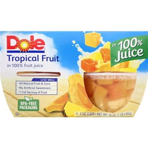 Tropical Fruit In 100 Fruit Juice Dole 4 X 4 Oz Delivery Cornershop