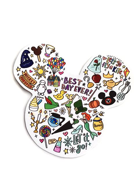 Disney Mickey Minnie Ears Doodle Vinyl Sticker By Bykystudios On Etsy