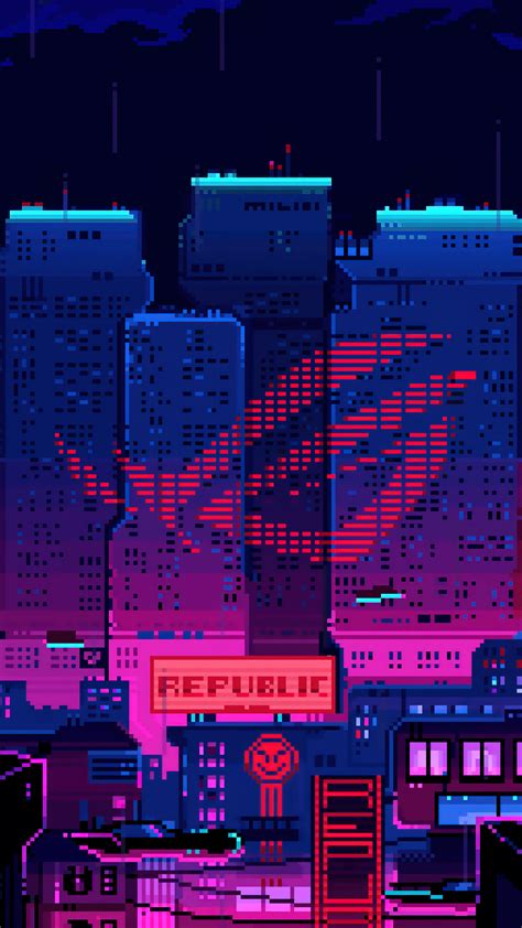 Rog 8 Bit Pixel Logo Night City Hd 4k Wallpaper 59 Off