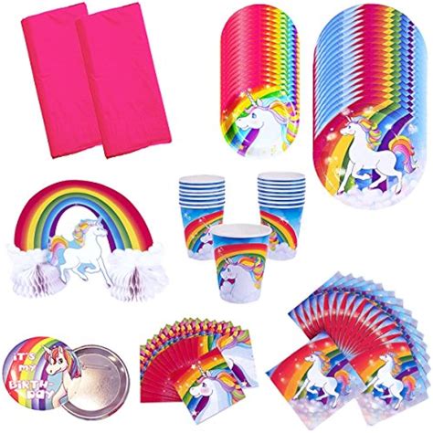 Party Packs Rainbow Unicorn Birthday Supplies Bundle Kit Includes