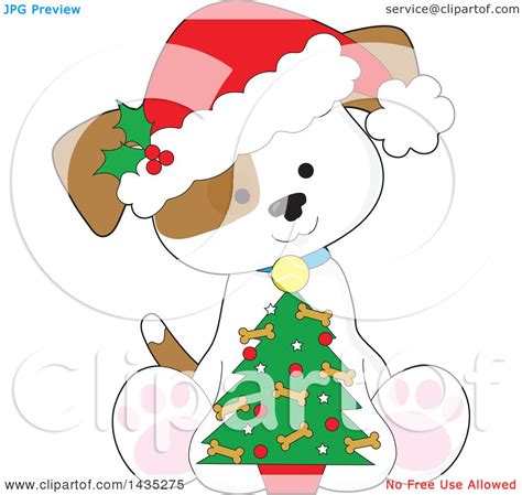 Download merry christmas dog cartoon dog. Clipart of a Cartoon Cute Puppy Dog Wearing a Santa Hat ...