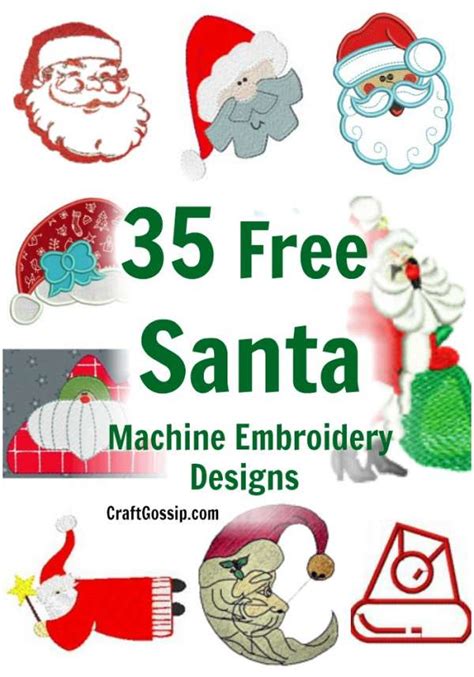 Embroidery fonts, freestanding lace, applique, quilting embroidery designs, in the hoop, and longarm designs. 35 Free Christmas Santa Machine Embroidery Designs ...