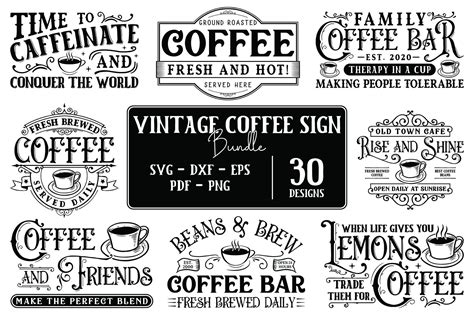 Vintage Coffee Sign Svg Bundle Graphic By Craftlabsvg · Creative Fabrica