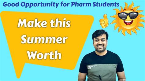 Good Opportunity For Pharm Students For B Pharma And M Pharma Students