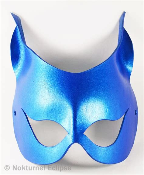 Blue Catwoman Leather Mask Batgirl Gotham City Superhero Ms Etsy