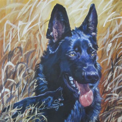 Black German Shepherd Dog Art Canvas Print Of La Shepard