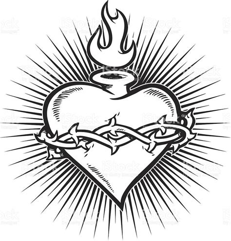 A Flaming Sacred Heart With A Burst In The Background Sacred Heart