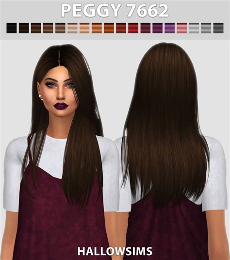 Sims 4 Hairs Hallow Sims Peggy`s 7662 Hair Retextured Sims Hair