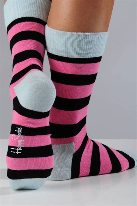 Pink And Black Stripe Socks In Pink And Black 10 Tobi Us