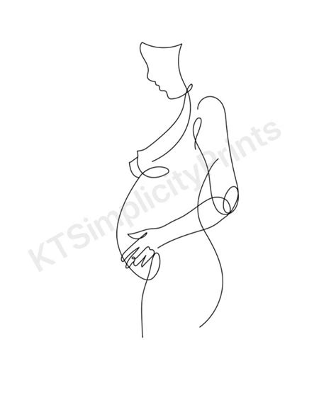Modern Line Art Pregnancy Stencil Print Etsy